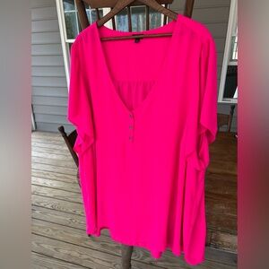 Torrid Hot Pink Blouse V-Neck Torrid Size 6